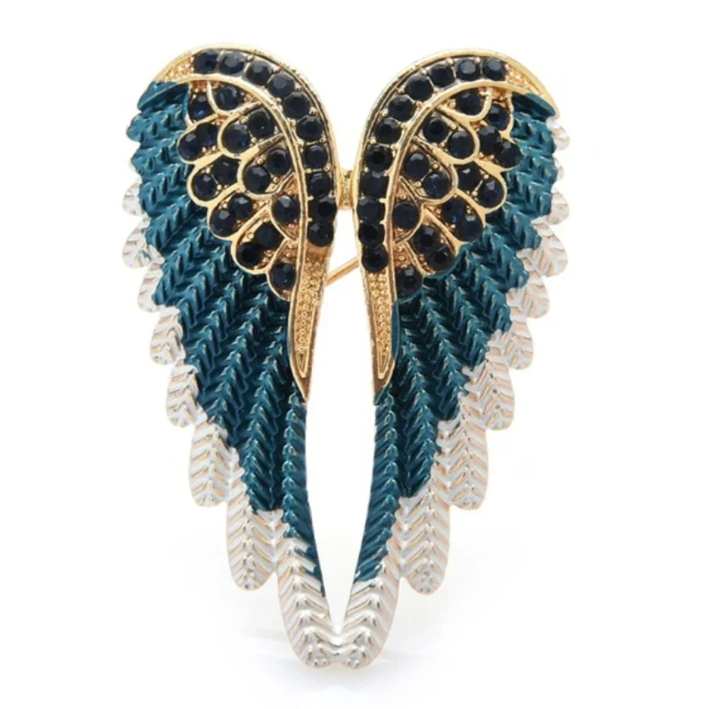 Rhinestone Angel Wings Pearl Brooch / Necklace Pendant - Picture 6 of 6